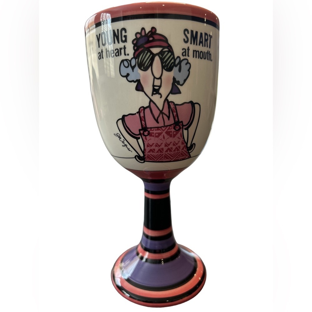 VTG 90s Maxine Hallmark Wine Glass Ceramic Goblet Crabtree Sassy Funny Gift